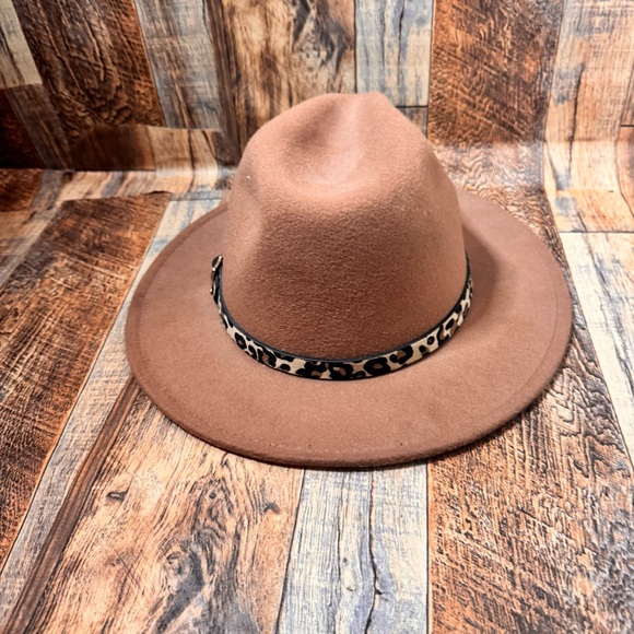 Brown Fedora Hat with Leopard‎ Band - Picture 1 of 5